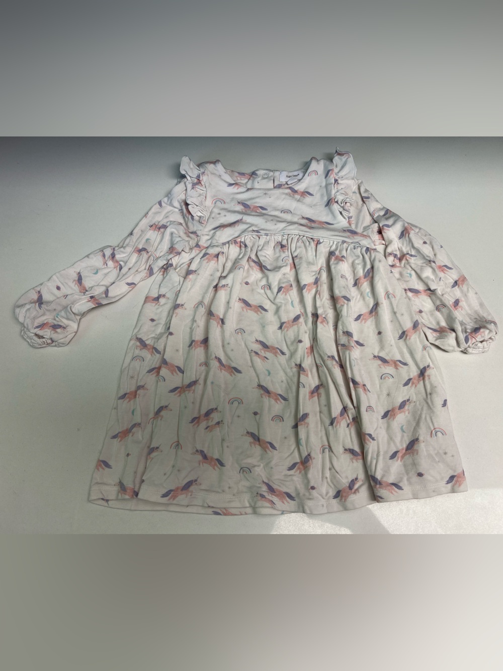 Angel Dear Cream Dress with Pink & Purple Bird Print